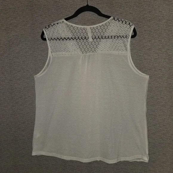 PerSeption Concept White Lacy Embroidered Blouse Womens Size Large Sleeveless - Picture 6 of 6
